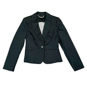 White House Black Market Pinstripe 1 Button Jacket Blazer 8